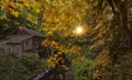 Old Grist Mill in the fall. Royalty Free Stock Photo