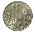 Old 10 Groschen Austrian coin Royalty Free Stock Photo