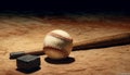 Old grunge baseball equipment hits success on stained infield grass generated by AI