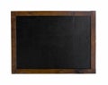 Old grunge blank black chalkboard with old wood frame isolated on white background. Rustic slate with copy space Royalty Free Stock Photo