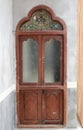 Old grunge brown wooden door. Ancient wood doors