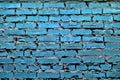 Old grunge cold blue brick wall texture or background Royalty Free Stock Photo