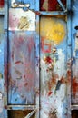 Old grunge color paint on metal wall background Royalty Free Stock Photo