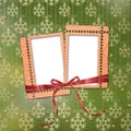 Old grunge frames with ribbons and bow Royalty Free Stock Photo