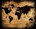 Old grunge map of the world. Royalty Free Stock Photo