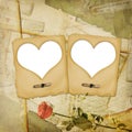 Old grunge paper frame with heart Royalty Free Stock Photo