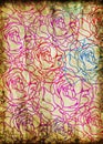 Old grunge paper ,roses pattern