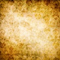 Old grunge paper texture and vintage floral ornament. Royalty Free Stock Photo