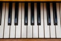 Old grunge piano keyboard.
