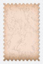 Old grunge postage stamp. Clean postage stamp template. Postage stamp border. Mockup postage stamp with shadow. Blank postage Royalty Free Stock Photo