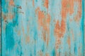 Old Grunge Rusty Metal Metallic Colored Background. Colorful Blue And Orange Abstract Metallic Surface