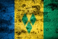 Old grunge Saint Vincent and the Grenadines background flag