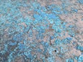 Old grunge vintage background: rusty metal surface with blue paint flaking and cracking texture Royalty Free Stock Photo