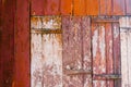 Old grunge and weathered red and white wooden wall planks texture background Royalty Free Stock Photo