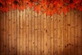 Old grunge wood texture with leaves