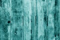 Old grunge wooden fence pattern in cyan tone Royalty Free Stock Photo