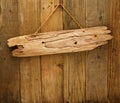 Driftwood wooden sign board on string Royalty Free Stock Photo
