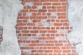 Old grungy brick wall with concrete stucco