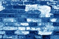 Old grungy brick wall surface in navy blue tone Royalty Free Stock Photo