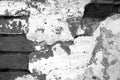 Old grungy brick wall texture in black and white Royalty Free Stock Photo