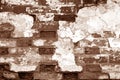 Old grungy brick wall texture in brown tone Royalty Free Stock Photo