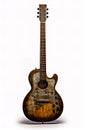 Old grungy guitar isolated on white Royalty Free Stock Photo