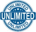 Blue unlimited stamp internet sign on white background Royalty Free Stock Photo