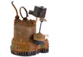 Old grungy rusted sump pump Royalty Free Stock Photo