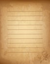 Old grungy vintage lined blank with lovely rose flower print in corner Royalty Free Stock Photo