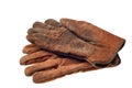 Old grungy work gloves isolated Royalty Free Stock Photo