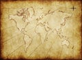 Old grungy world map on paper Royalty Free Stock Photo