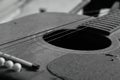 Old guitar and broken string in home Royalty Free Stock Photo