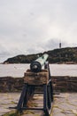Gun pointing out to the sea at the Christiansholm Fortress in Kristiansand Norway Royalty Free Stock Photo