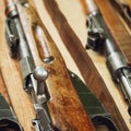 Old Guns From The First World War. Vintage Firearms Of The Early Twentieth Century