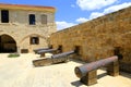 Old guns in Larnaka medieval castle in Cyprus