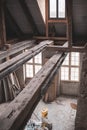 The old half-timbered house is being renovated at great expense and the beams are reinforced with steel beams Royalty Free Stock Photo