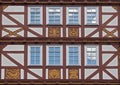 Old half timbered house facade with ornaments