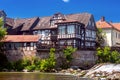 Old half-timbered houses on the banks of a canal in Marburg. Royalty Free Stock Photo