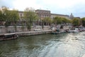 old hall (monnaie de paris), quay and seine river in paris (france) Royalty Free Stock Photo