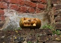 Old Halloween Carved Scary Pumpkin