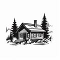 Simple Cabin Distinctive Black And White Illustration For Logo Design Royalty Free Stock Photo