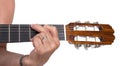 Old hand and guitar isolated Royalty Free Stock Photo