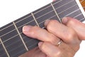 Old hand and guitar isolated Royalty Free Stock Photo