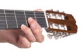 Old hand and guitar isolated Royalty Free Stock Photo