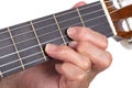 Old hand and guitar isolated Royalty Free Stock Photo