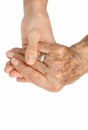 Old hand holding young hand Royalty Free Stock Photo