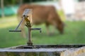 Old hand-operated water pump standing on roadside in the Royalty Free Stock Photo