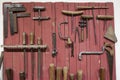 Old hand tools used at Wine industry for barrel-making Royalty Free Stock Photo