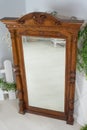 Old handcarved mirror antique detailed wood walnut stained