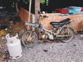 Old handcrafted motorbike in the suburbs of Dalat in South Vietnam